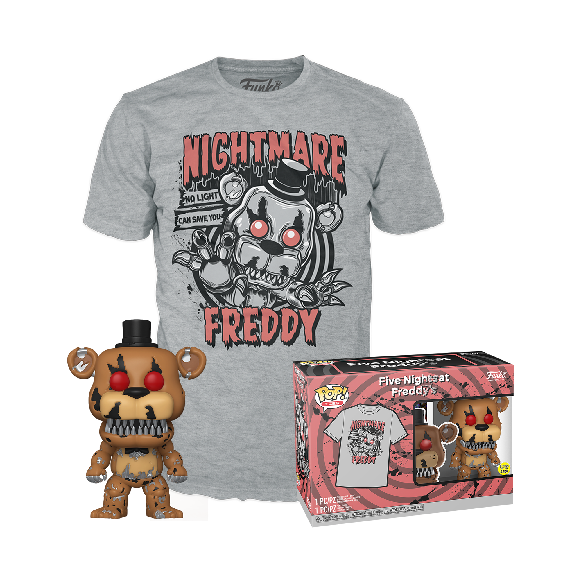 Five Nights At Freddy's Full Cast Boy's Heather Grey T-shirt-Small 