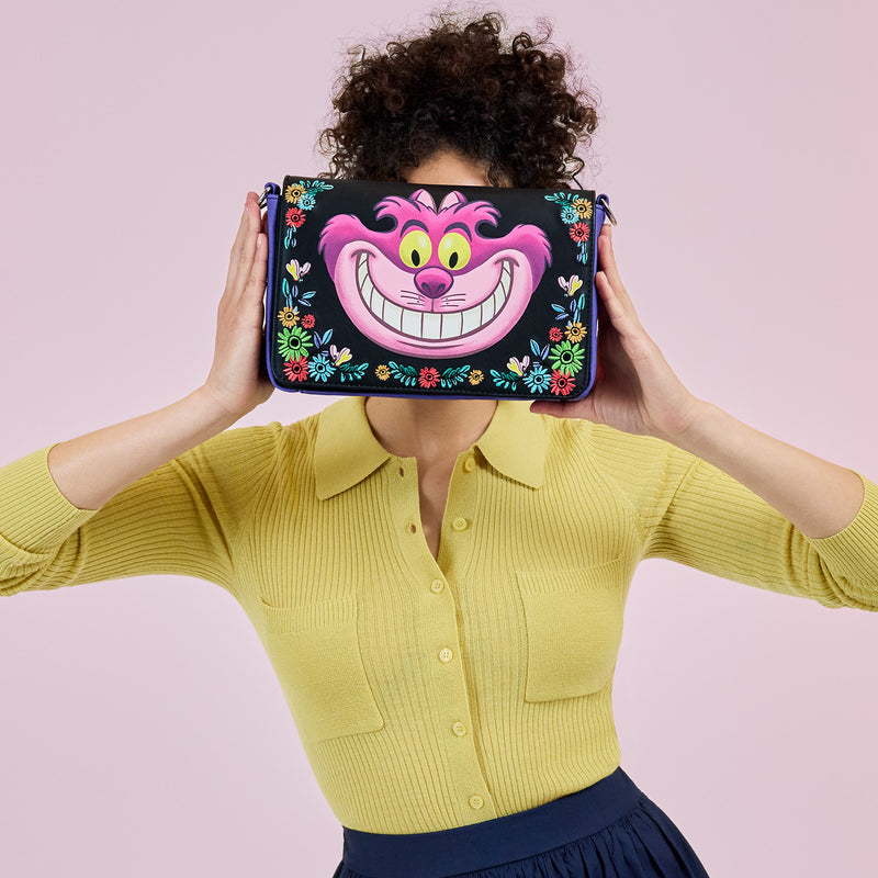 CHESHIRE CAT FLORAL CROSSBODY BAG - ALICE IN WONDERLAND