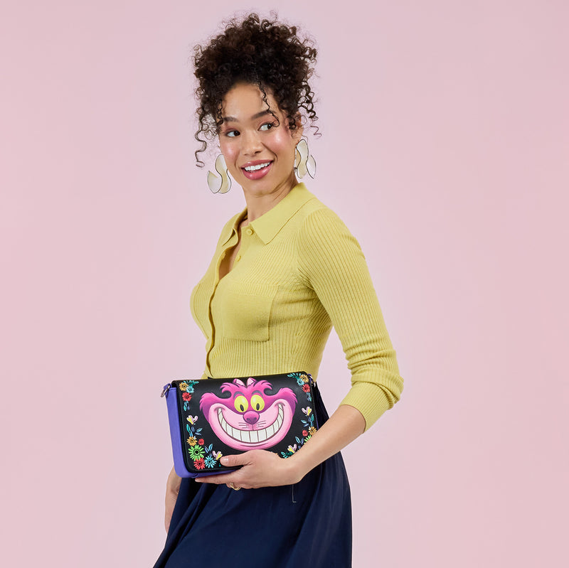 CHESHIRE CAT FLORAL CROSSBODY BAG - ALICE IN WONDERLAND