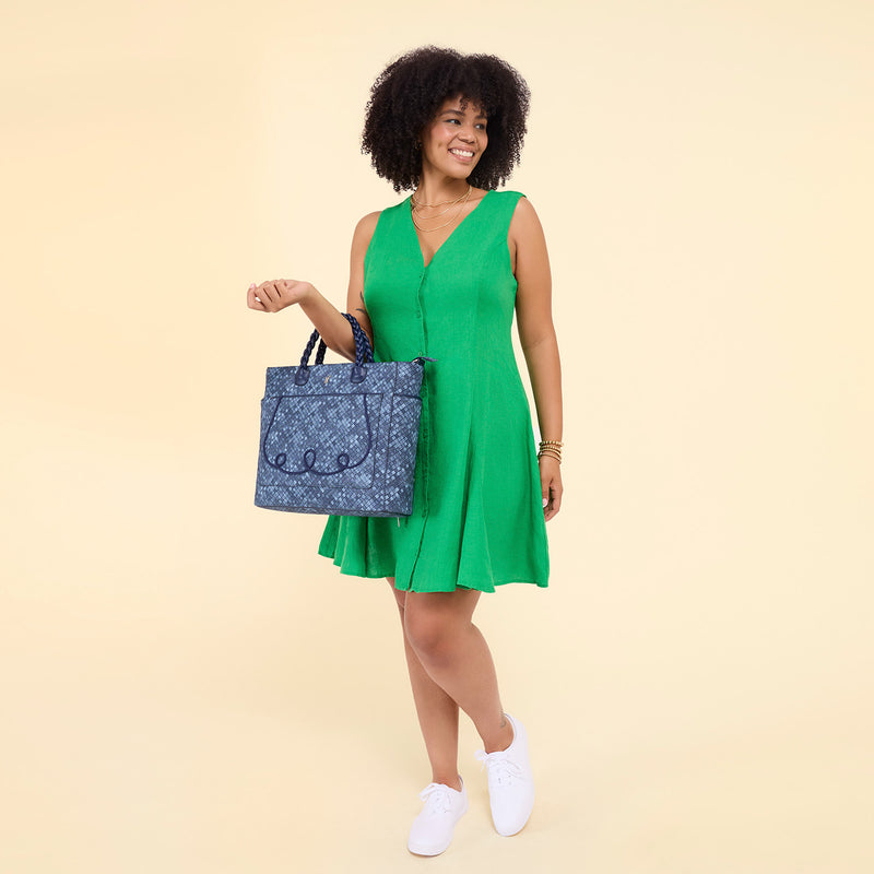 LOUNGEFLY DENIM CONVERTIBLE TOTE BAG