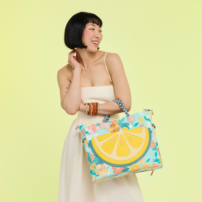 LOUNGEFLY LEMON FLORAL CONVERTIBLE TOTE BAG