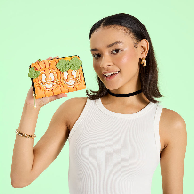 DONALD AND DAISY JACK-O-LANTERN ZIP AROUND WALLET - DISNEY