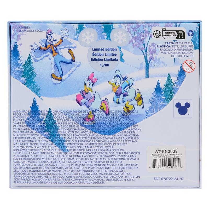 MICKEY AND FRIENDS WINTER WONDERLAND   3" COLLECTOR BOX PIN - DISNEY