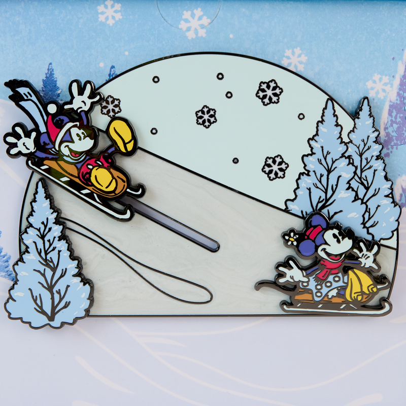 MICKEY AND FRIENDS WINTER WONDERLAND   3" COLLECTOR BOX PIN - DISNEY