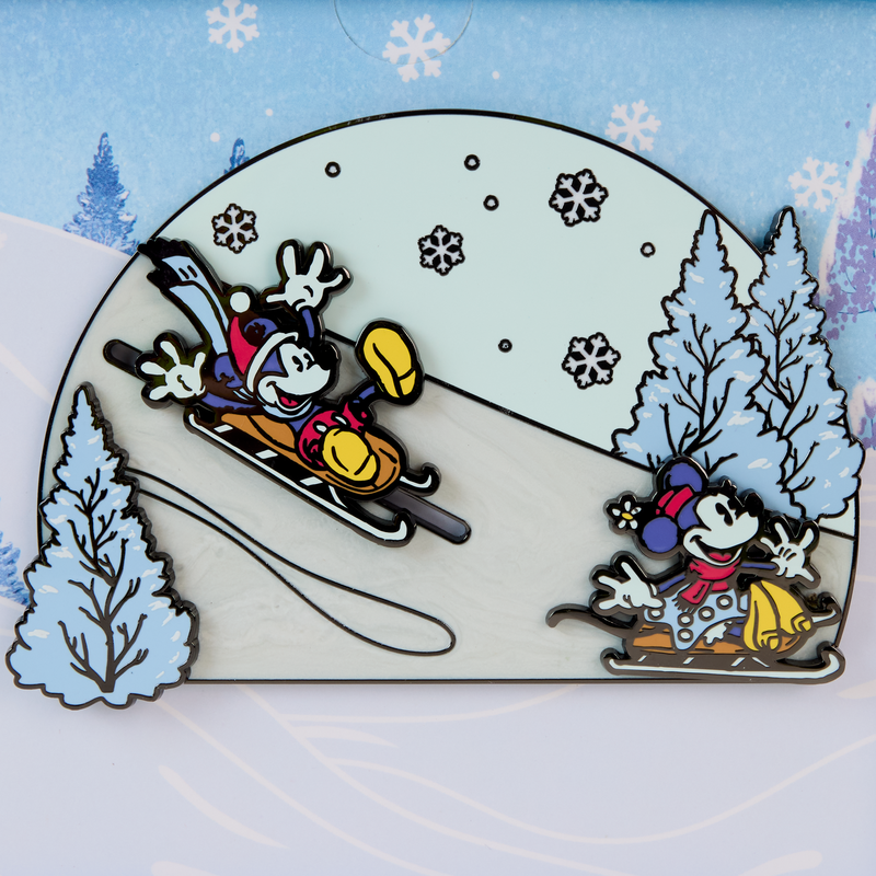 MICKEY AND FRIENDS WINTER WONDERLAND   3" COLLECTOR BOX PIN - DISNEY