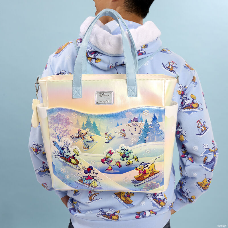 MICKEY AND FRIENDS WINTER WONDERLAND SCENE CONVERTIBLE TOTE - DISNEY