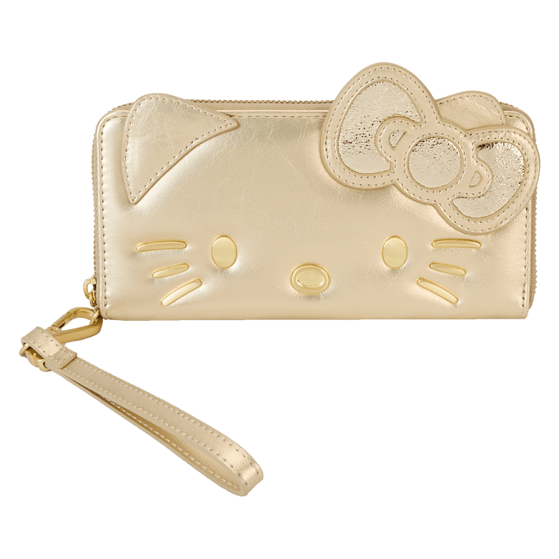 HELLO KITTY 50TH ANNIVERSARY GOLD WRISTLET WALLET - SANRIO