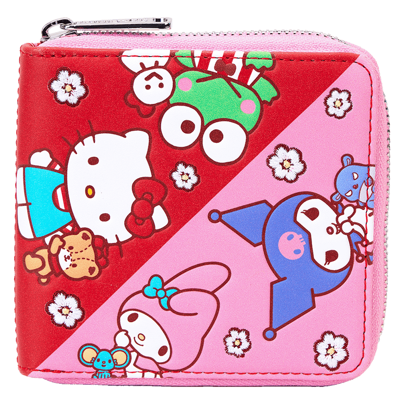 HELLO KITTY AND FRIENDS RED AND PINK ZIP AROUND WALLET - SANRIO