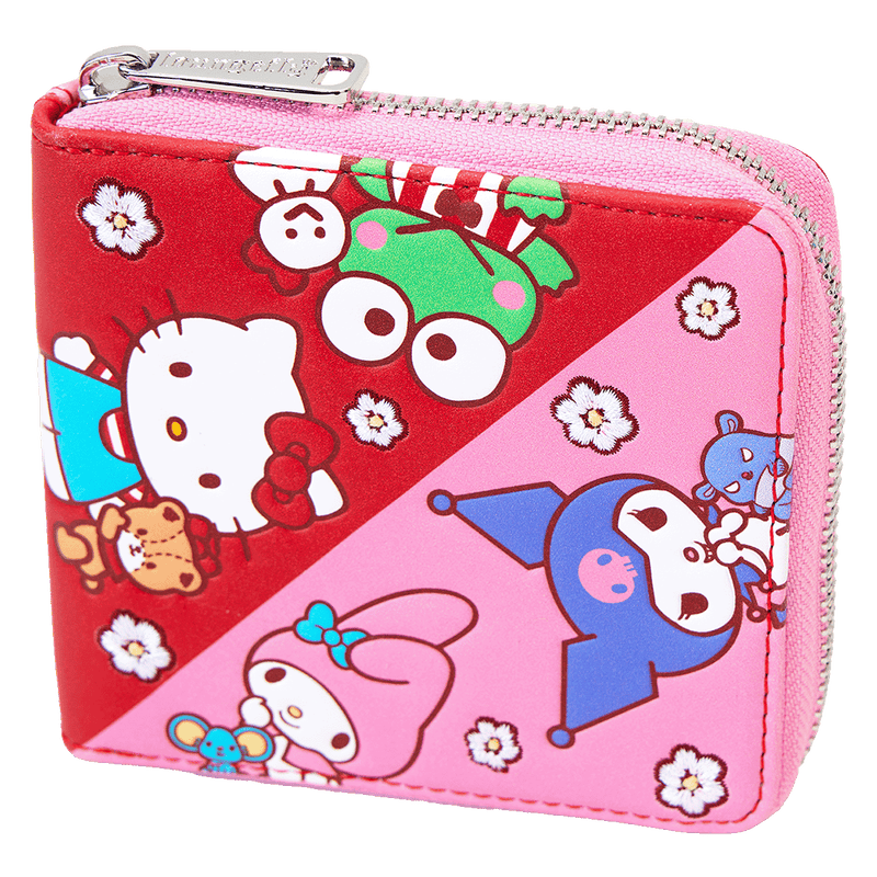 HELLO KITTY AND FRIENDS RED AND PINK ZIP AROUND WALLET - SANRIO