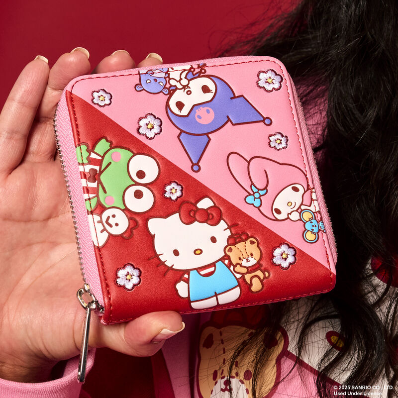 HELLO KITTY AND FRIENDS RED AND PINK ZIP AROUND WALLET - SANRIO