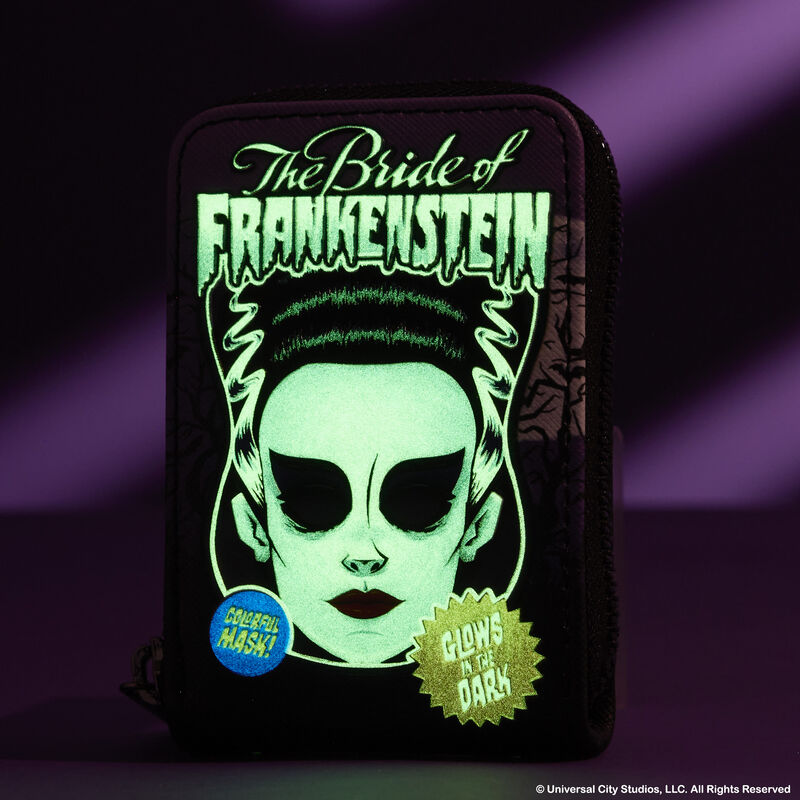 BRIDE OF FRANKENSTEIN NEON MASK ZIP AROUND WALLET - UNIVERSAL MONSTERS