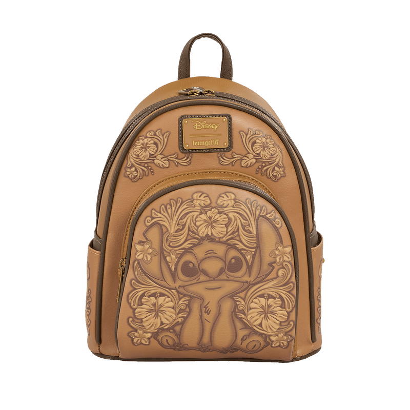 STITCH BROWN DEBOSSED MINI BACKPACK - DISNEY