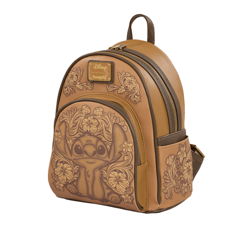 STITCH BROWN DEBOSSED MINI BACKPACK - DISNEY