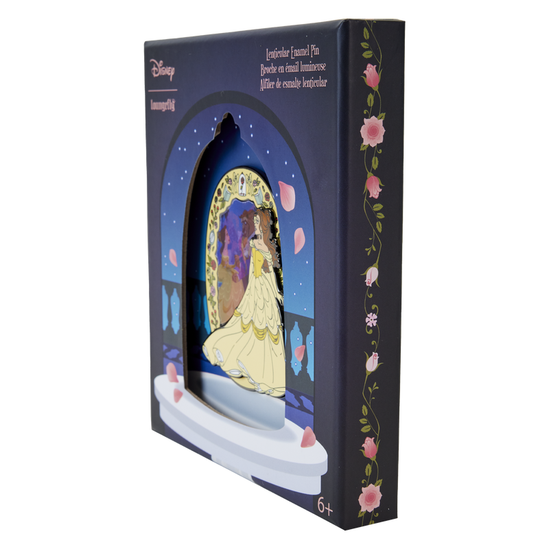 BELLE LENTICULAR PRINCESS 3 INCH PIN - BEAUTY AND THE BEAST