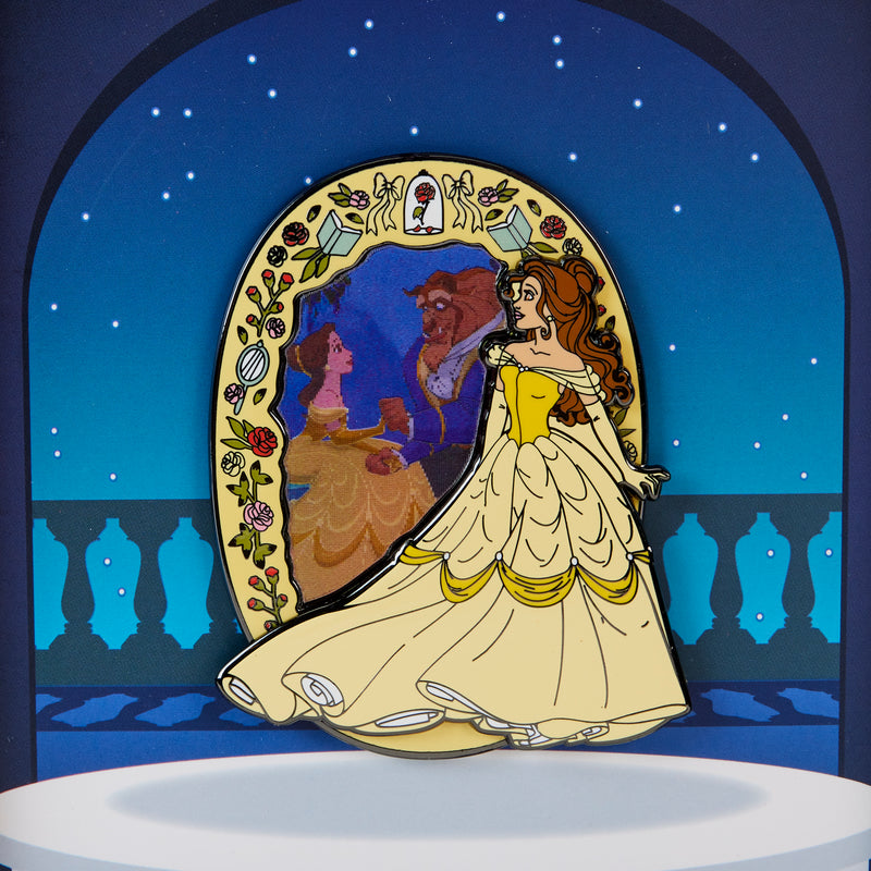 BELLE LENTICULAR PRINCESS 3 INCH PIN - BEAUTY AND THE BEAST