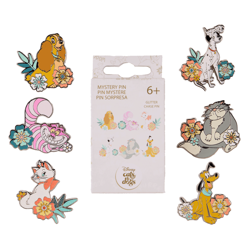 DISNEY DOGS AND CATS FLORAL BLIND BOX PIN