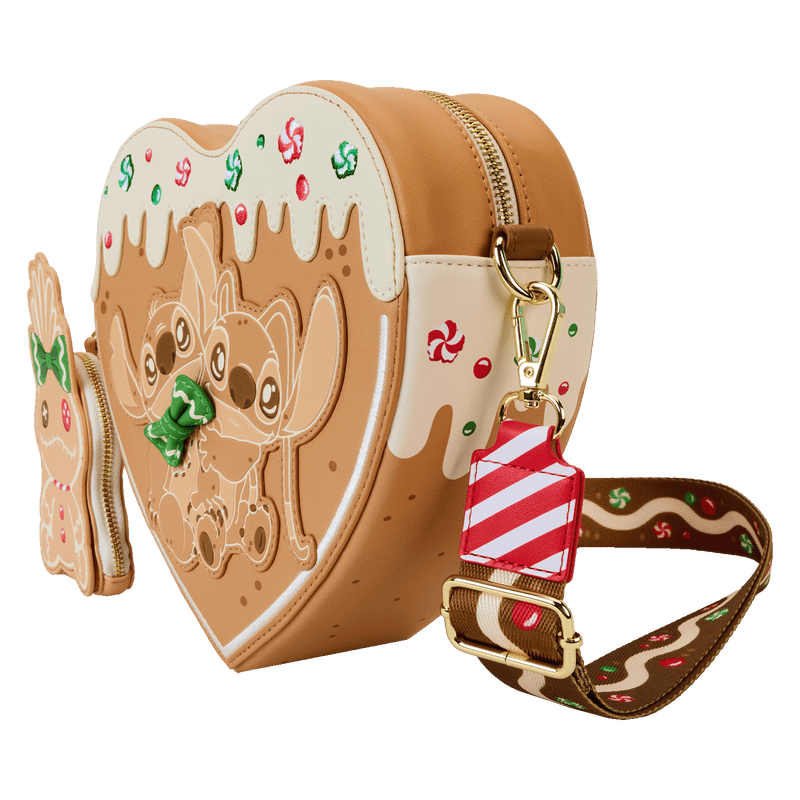 ANGEL AND STITCH GINGERBREAD HEART CROSSBODY BAG - LILO AND STITCH