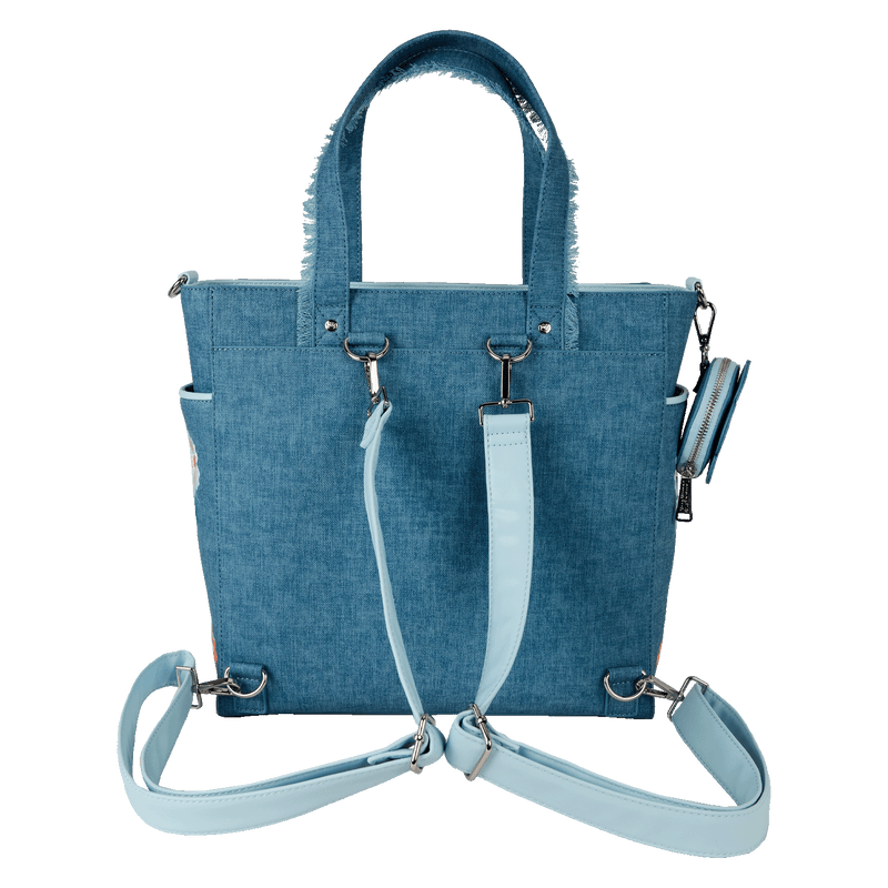 DISNEY DOGS AND CATS FAUX DENIM CONVERTIBLE TOTE BAG WITH COIN BAG