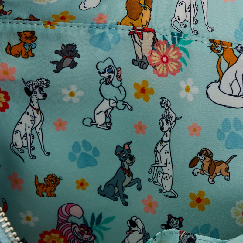 DISNEY DOGS AND CATS FAUX DENIM CONVERTIBLE TOTE BAG WITH COIN BAG