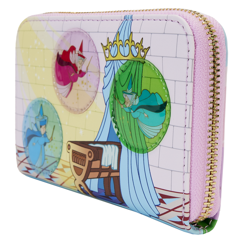 STAINED GLASS CASTLE ZIP AROUND WALLET - SLEEPING BEAUTY