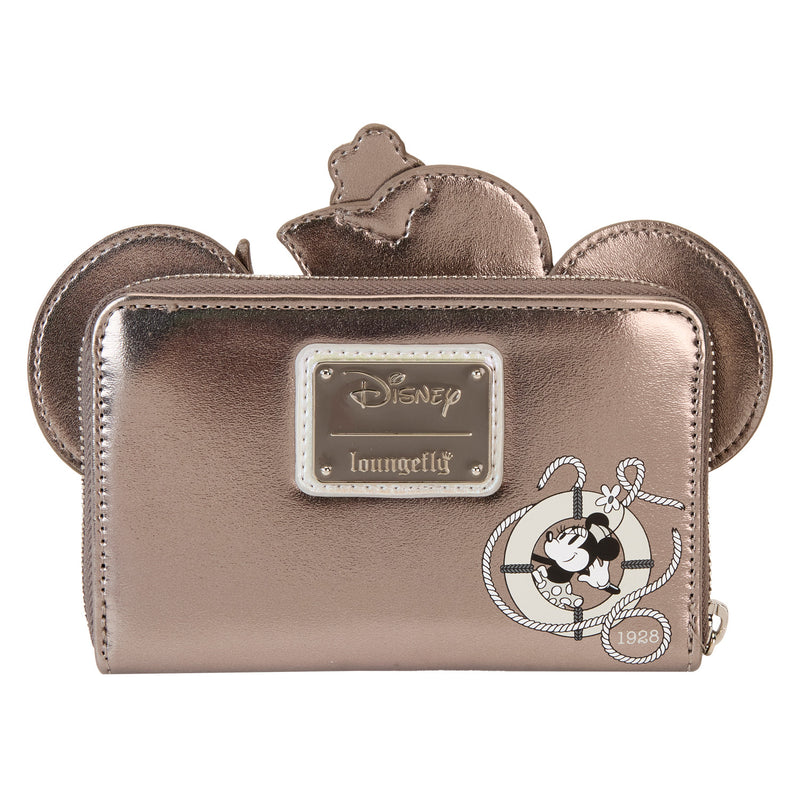 MINNIE MOUSE PLATINUM STEAMBOAT WILLIE ZIP AROUND WALLET - DISNEY